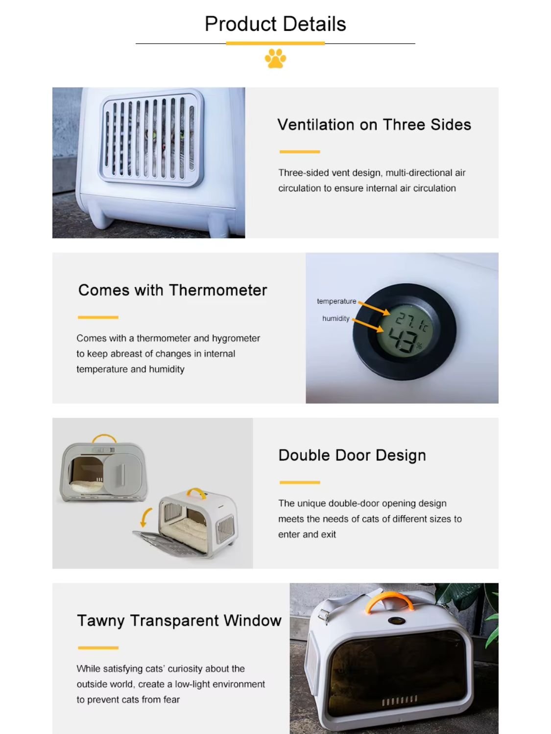 Leiboo Dual-Door Space Capsule Pet Carrier