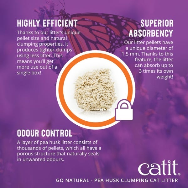 Catit Go Natural! Pea Husk Clumping Cat Litter - Lavender