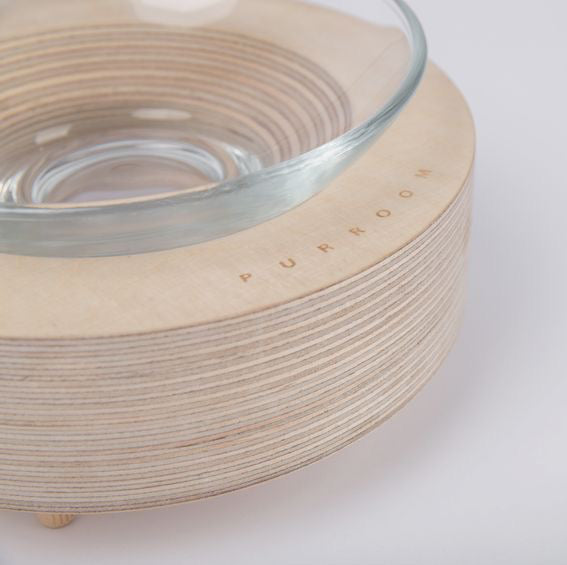 Purroom Glass Bowl With Wood Stand For Pet - Maokids Pet