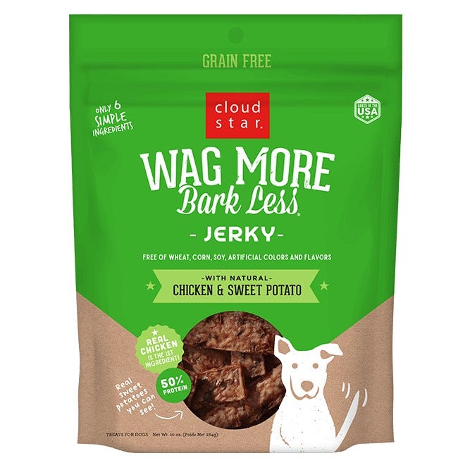 Cloud Star Wag More Bark Less Jerky Dog Treat - Chicken & Sweet Potato - Maokids Pet