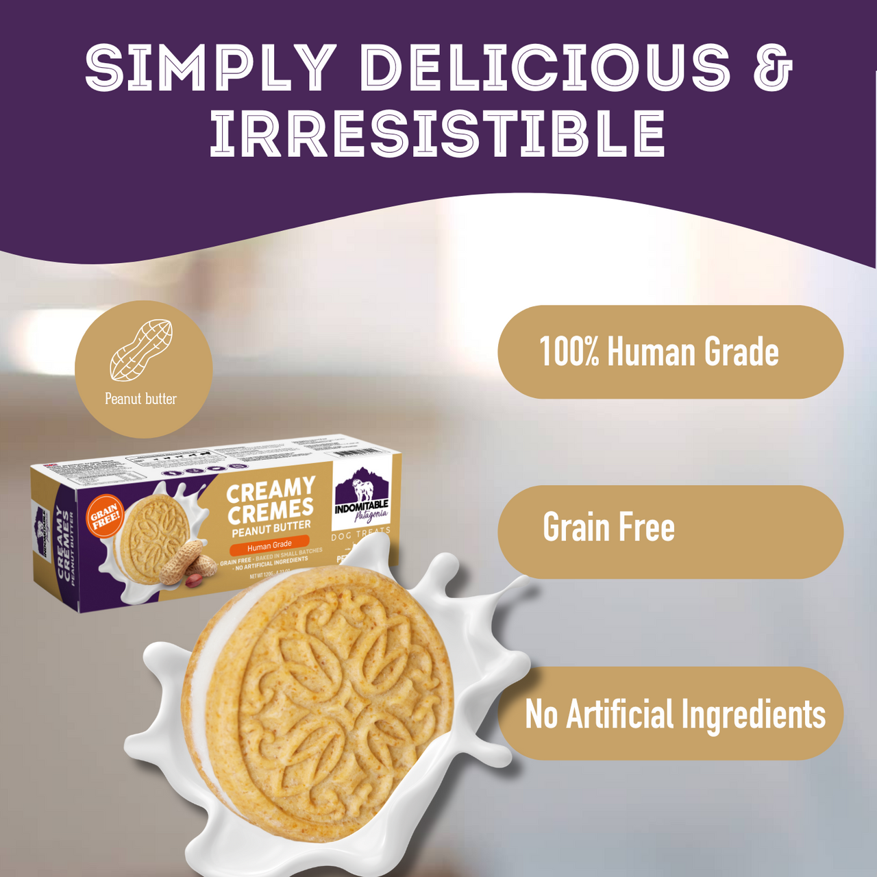 Granville Island Dog Biscuits Grain Free Creamy Cremes - Peanuts