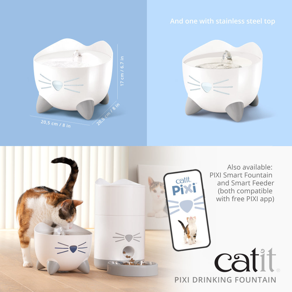 Catit PIXI Stainless Steel Fountain - White - Maokids Pet