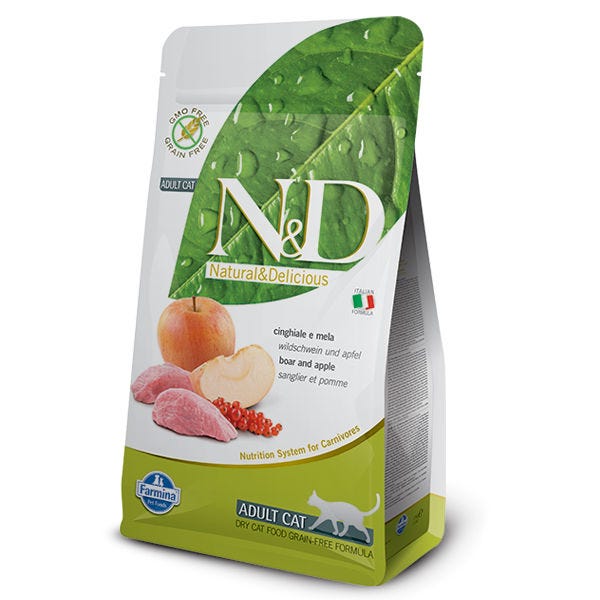 Farmina N&D Grain Free Feline Adult Cat Food Formula - Boar and Apple - Maokids Pet