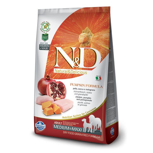 Farmina N&D Pumpkin Canine Adult Medium & Maxi Dog Food Formula - Chicken and Pomegranate - Maokids Pet
