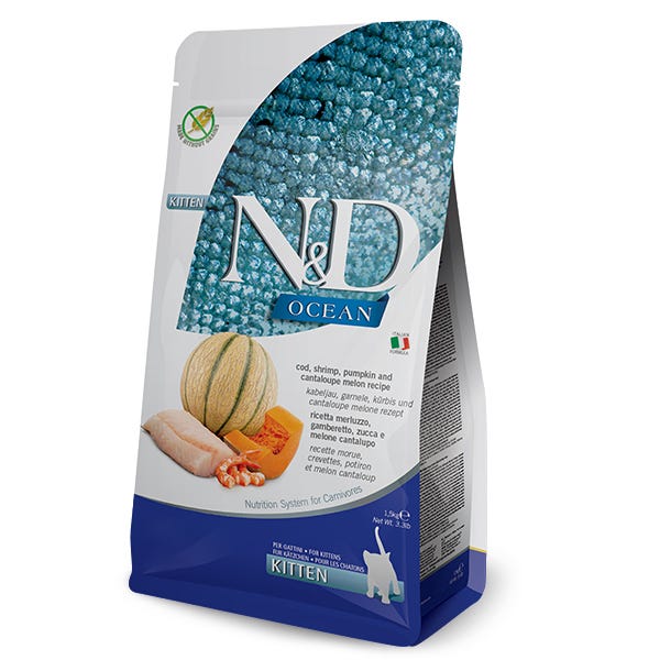 Farmina N&D Ocean Kitten Cat Food Formula - Cod, Shrimp, Pumpkin and Cantaloupe - Maokids Pet
