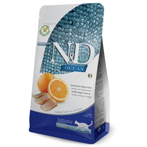 Farmina N&D Ocean Grain Free Feline Adult Cat Food Formula - Herring and Orange - Maokids Pet