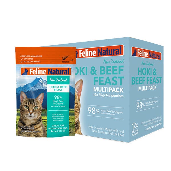 Feline Natural Hoki & Beef Feast Pouches - Maokids Pet