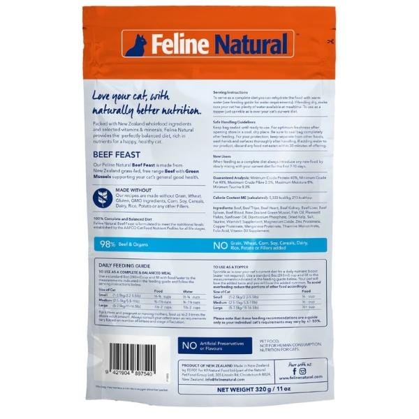 Feline Natural Raw Freeze-Dried Beef Feast - Maokids Pet