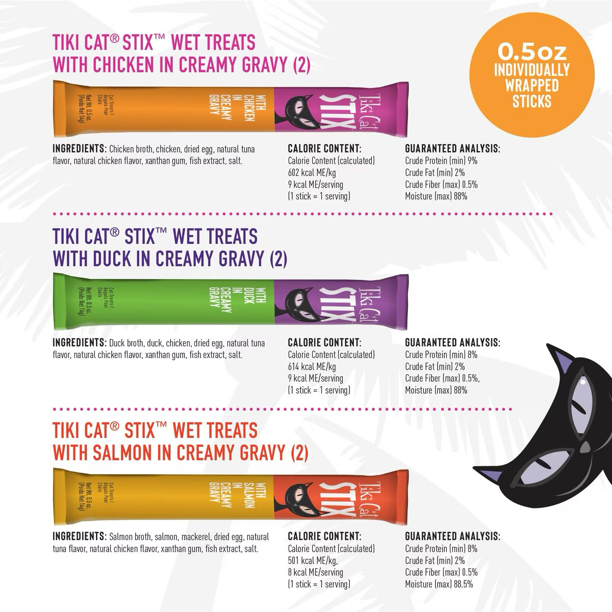 Tiki Cat Stix Cat Wet Treats - Variety Pack - Chicken, Duck, Salmon - Maokids Pet