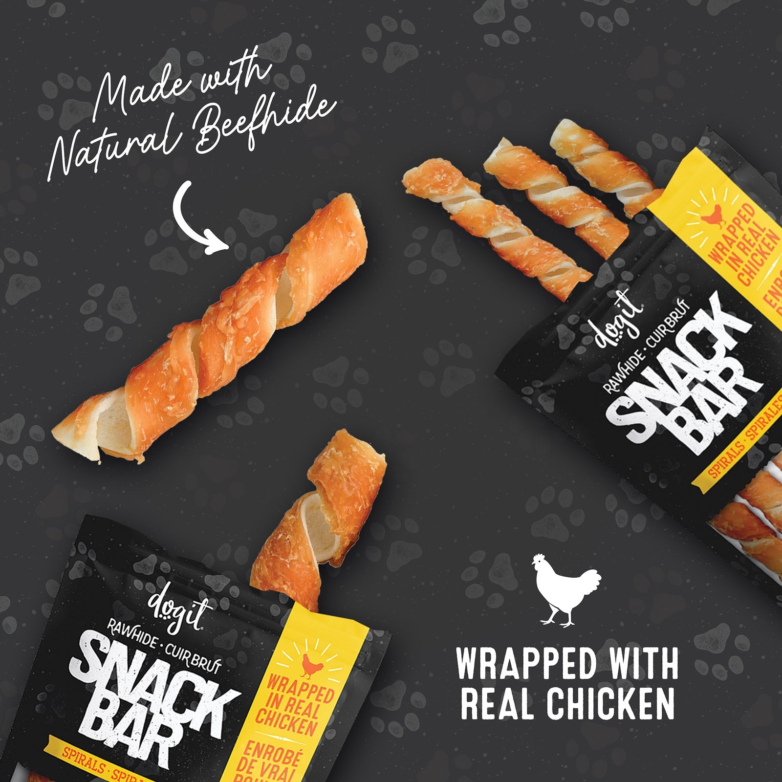 Dogit SnackBar Chicken-Wrapped Beefhide Spirals - Medium Size