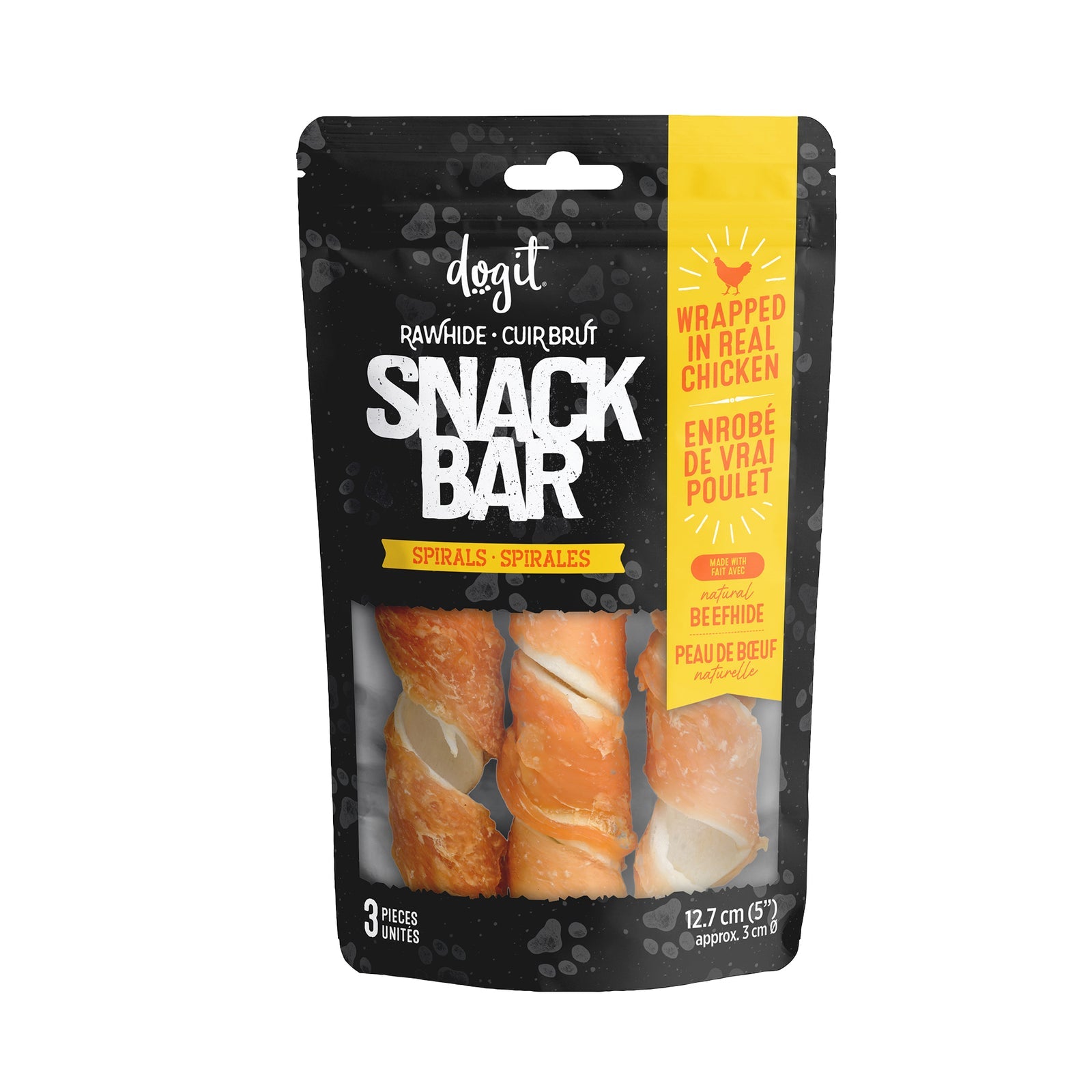 Dogit SnackBar Chicken-Wrapped Beefhide Spirals - Large Size