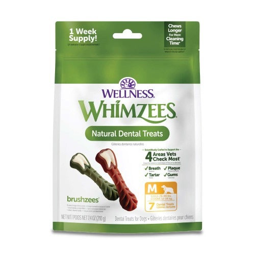 Whimzees Brushzees Medium Dental Chew For Dog - 7ct