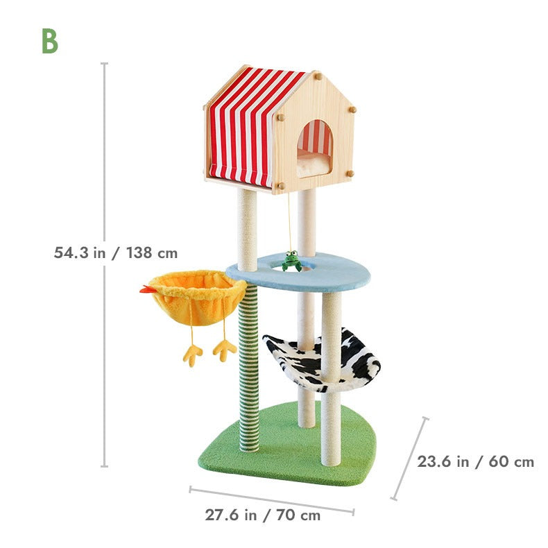 zeze 农场猫爬架猫窝猫树一体大型猫架不占地四季通用猫咪玩具用品 农场房子爬架