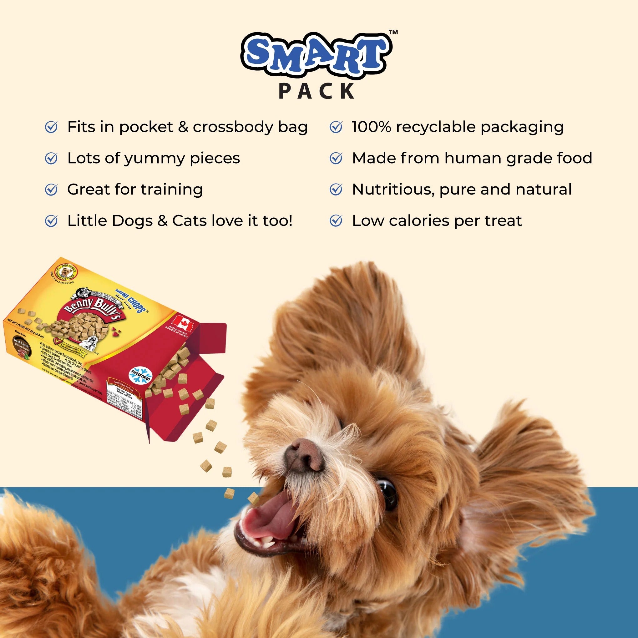 Benny Bullys Beef Liver Mini Chops Dog Treat - 23g Smart Pack