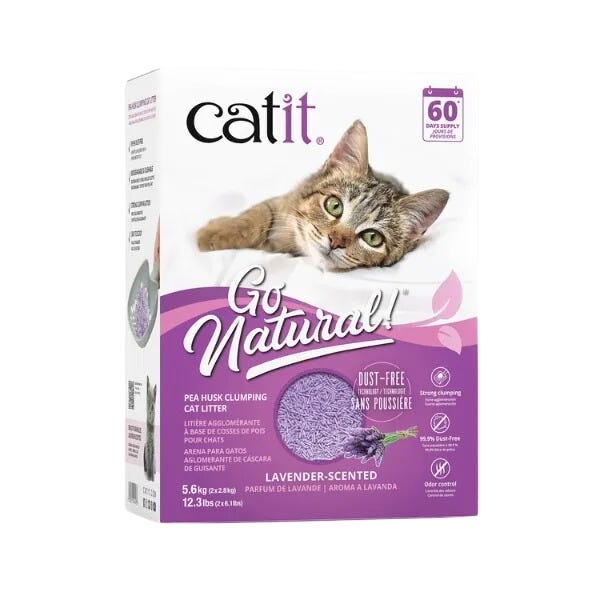 Catit Go Natural! Pea Husk Clumping Cat Litter - Lavender