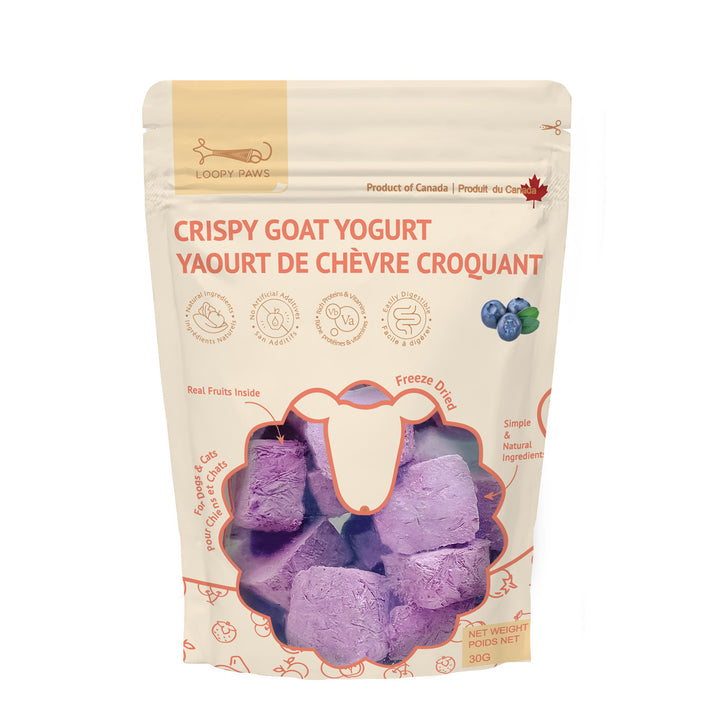 Loopypaws Crispy Goat Yogurt Treats For Cat & Dog - Blueberry -30g - Maokids Pet