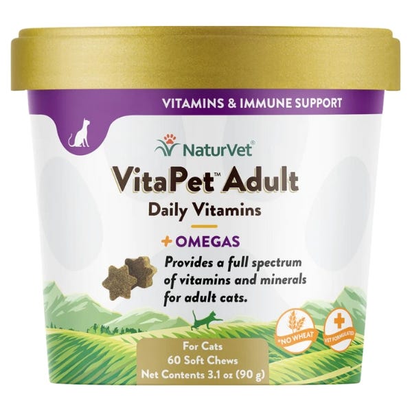 NaturVet VitaPet Adult Cat Daily Vitamins Soft Chews - 90g - Maokids Pet