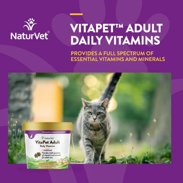 NaturVet VitaPet Adult Cat Daily Vitamins Soft Chews - 90g - Maokids Pet