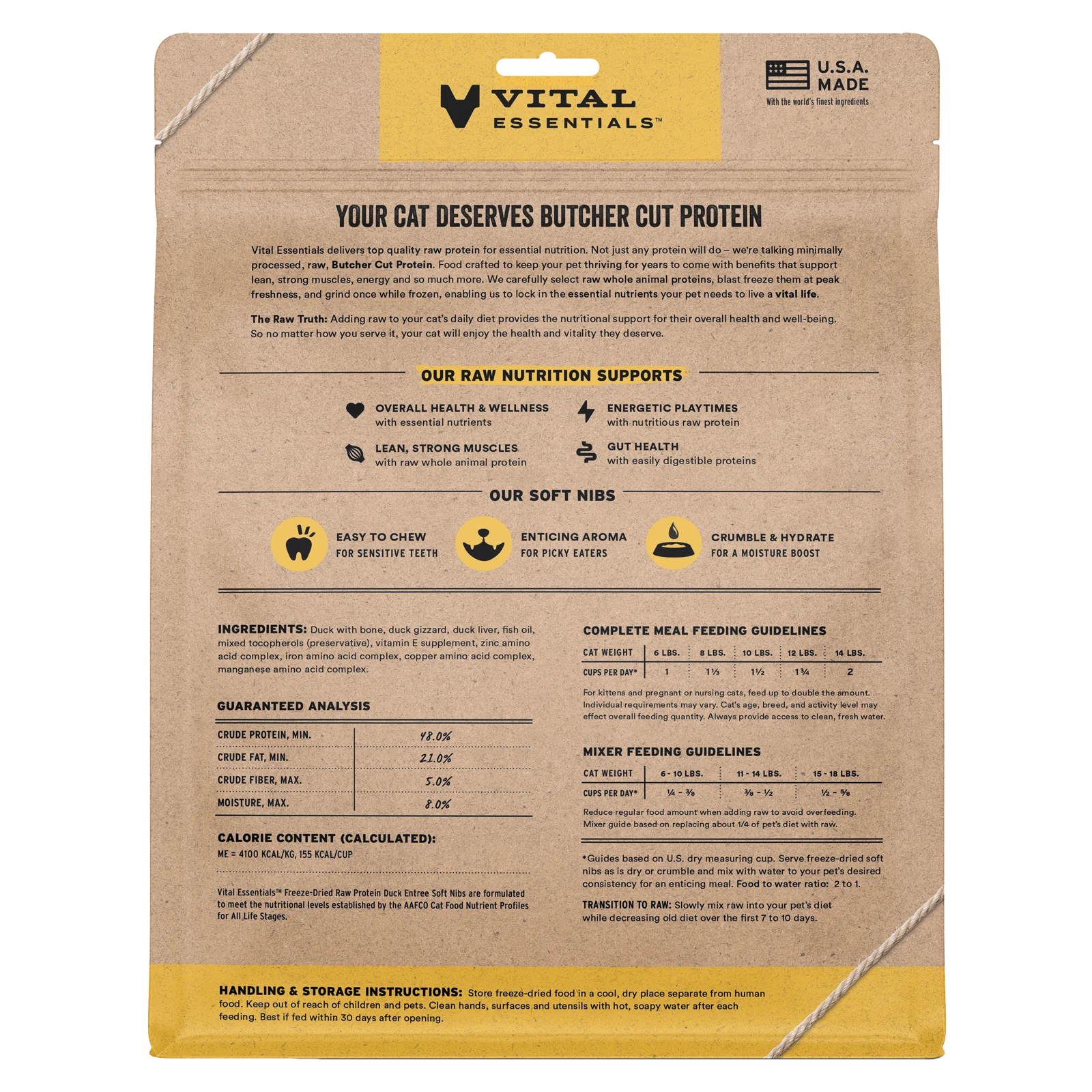 Vital Essentials Freeze-Dired Duck Soft Nibs For Cats - Maokids Pet