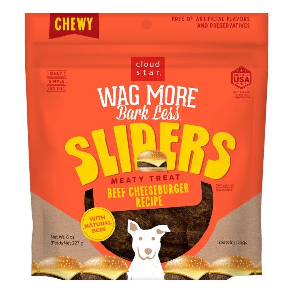 Cloud Star Wag More Bark Less Sliders Dog Treat - Beef Cheeseburger - Maokids Pet