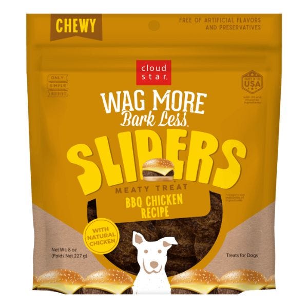 Cloud Star Wag More Bark Less Sliders Dog Treat - BBQ Chicken - Maokids Pet