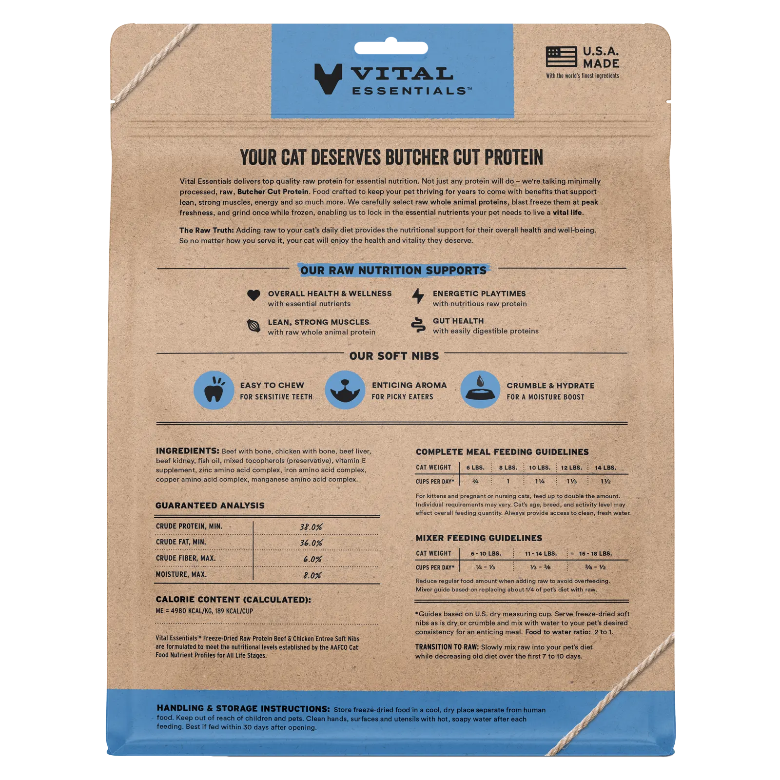 Vital Essentials Freeze-Dried Raw Beef & Chicken Soft Nibs For Cats - Maokids Pet