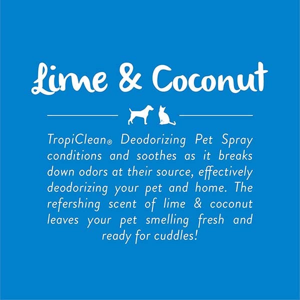TropiClean Lime & Coconut Deodorizing Spray For Dog & Cat - 8oz - Maokids Pet