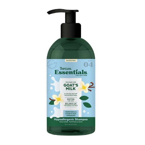 TropiClean Essentials Goat's Milk Hypoallergenic Shampoo For Dog & Cat - 16oz - Maokids Pet
