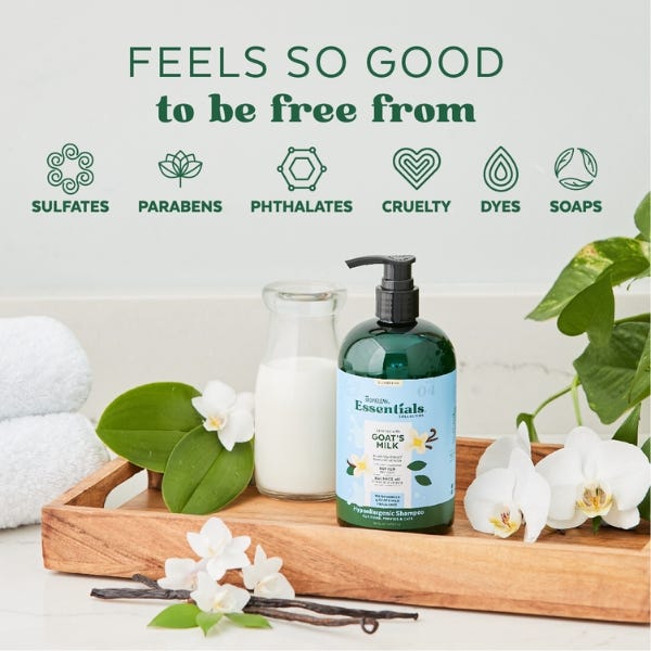TropiClean Essentials Goat's Milk Hypoallergenic Shampoo For Dog & Cat - 16oz - Maokids Pet