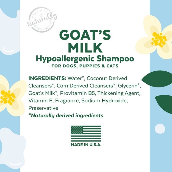 TropiClean Essentials Goat's Milk Hypoallergenic Shampoo For Dog & Cat - 16oz - Maokids Pet