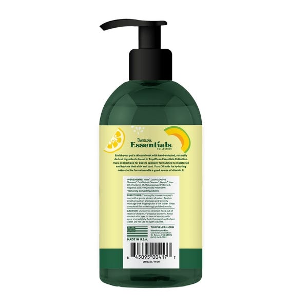 TropiClean Essentials Yuzu Oil Moisturizing Shampoo For Dog - 16oz - Maokids Pet