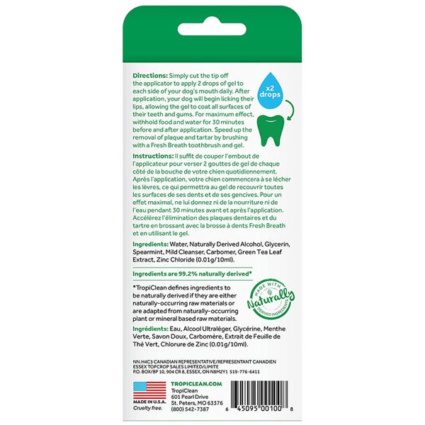 TropiClean Fresh Breath Clean Teeth Gel For Dog - 2oz - Maokids Pet