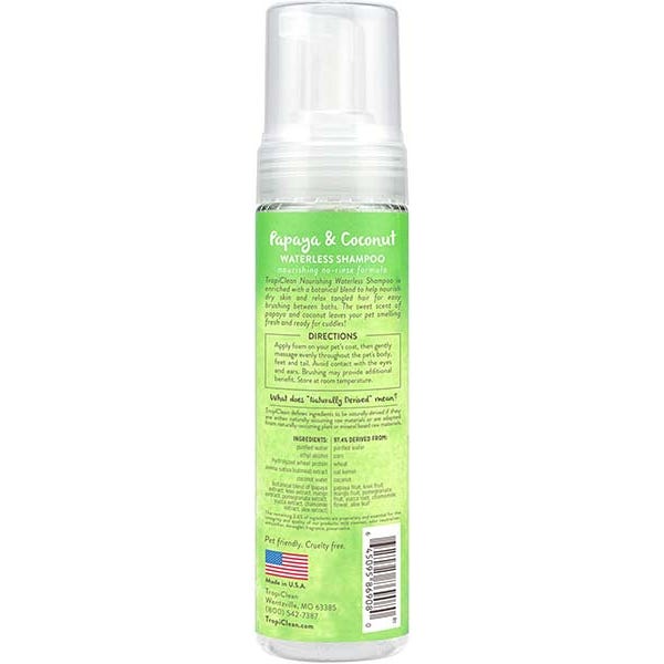 Tropiclean Papaya and Coconut Foaming Waterless Shampoo - 7.4oz - Maokids Pet