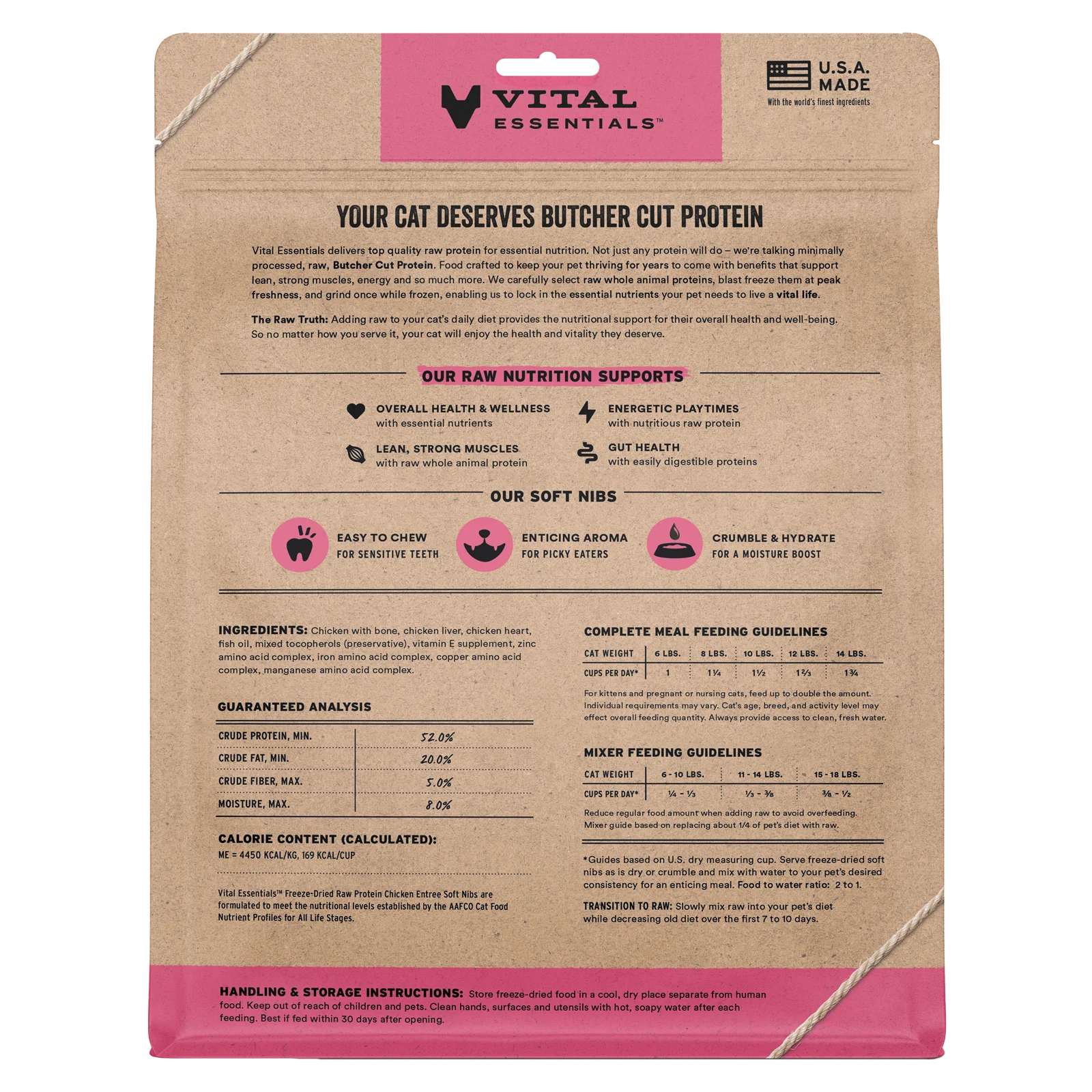 Vital Essentials Freeze-Dried Raw Chicken Soft Nibs For Cats - Maokids Pet