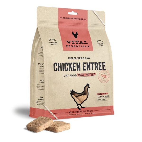 Vital Essentials Freeze-Dried Raw Chicken Entrée for Cats - Mini Patties - Maokids Pet