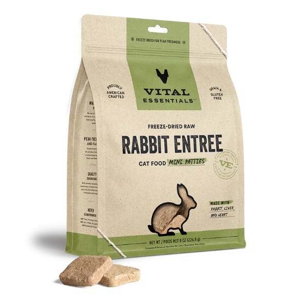 Vital Essentials Freeze-Dried Raw Rabbit Entrée for Cats - Mini Patties - Maokids Pet