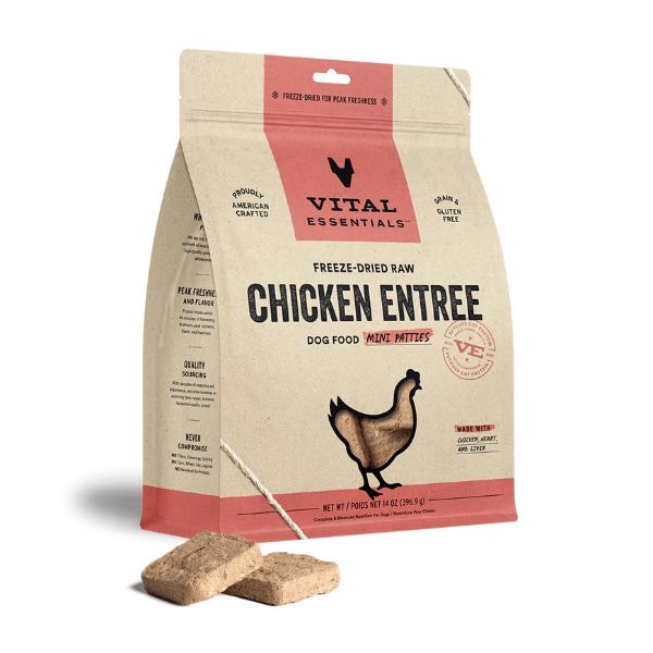 Vital Essentials Freeze-Dried Raw Chicken Entrée for Dogs - Mini Patties - Maokids Pet