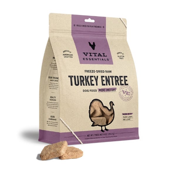 Vital Essentials Freeze-Dried Raw Turkey Entrée for Dogs - Mini Patties - Maokids Pet