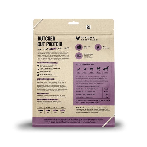 Vital Essentials Freeze-Dried Raw Turkey Entrée for Dogs - Mini Patties - Maokids Pet