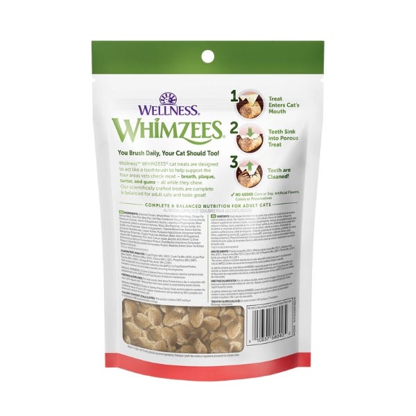 Whimzees 猫咪专用洁牙洁齿饼干训练零食 鸡肉三文鱼口味 一袋2oz