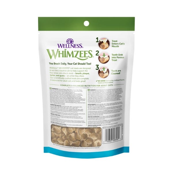 Whimzees 猫咪专用洁牙洁齿饼干训练零食 鸡肉吞拿鱼口味 一袋2oz