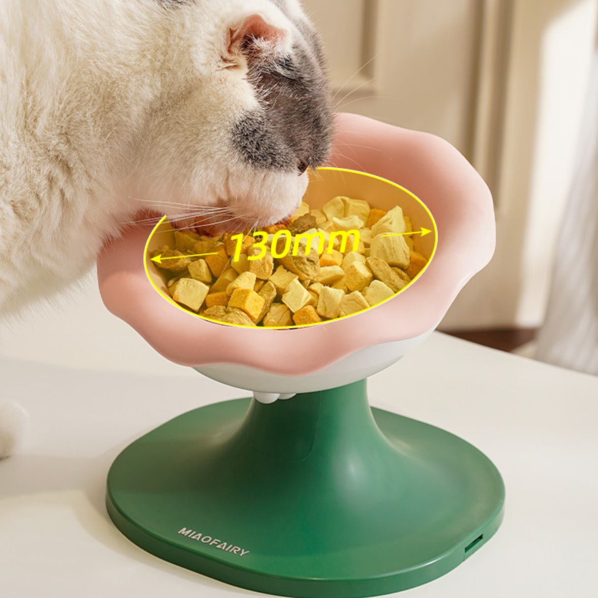 Miaofairy Adjustable Ceramic Pet Bowl - Flower Style