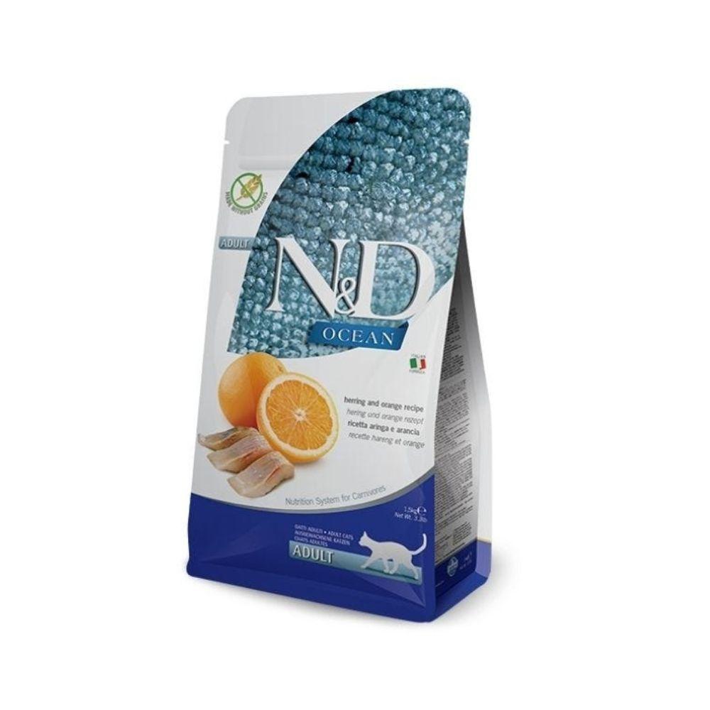 Farmina N&D Ocean Grain Free Feline Adult Cat Food Formula - Herring and Orange