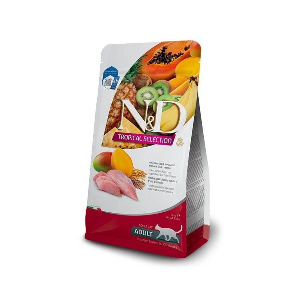 Farmina Natural & Delicious Tropical Dry Food For Adult Cats - Chicken, Spelt, Oats & Tropical Fruits