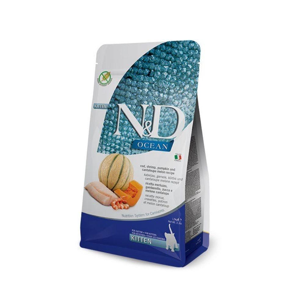 Farmina N&D Ocean Kitten Cat Food Formula - Cod, Shrimp, Pumpkin and Cantaloupe