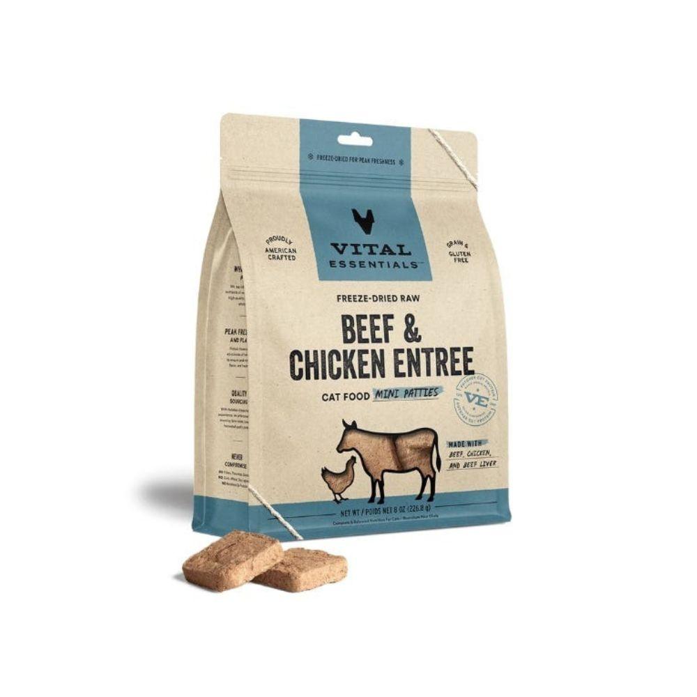 Vital Essentials Freeze-Dried Raw Beef & Chicken Entrée for Cats - Mini Patties