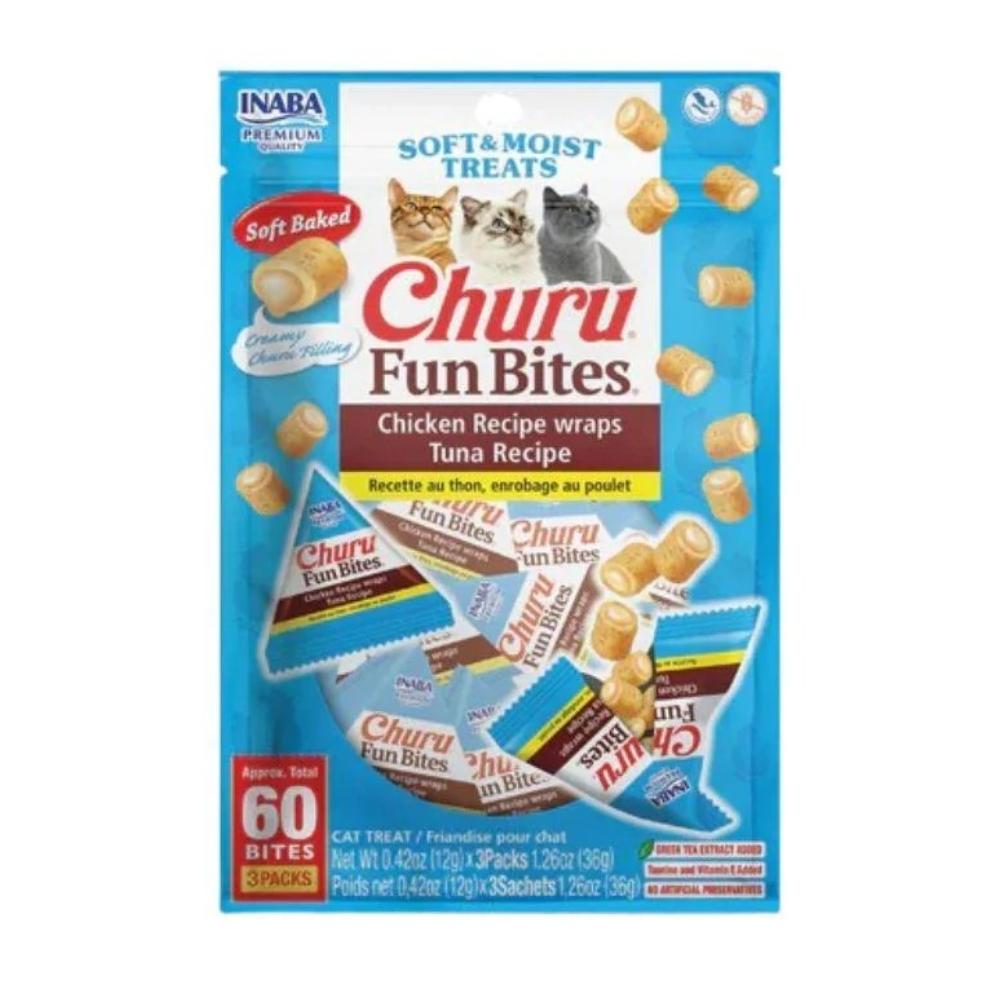 Inaba Churu Fun Bites Cat Treat - Chicken Recipe wraps Tuna Recipe