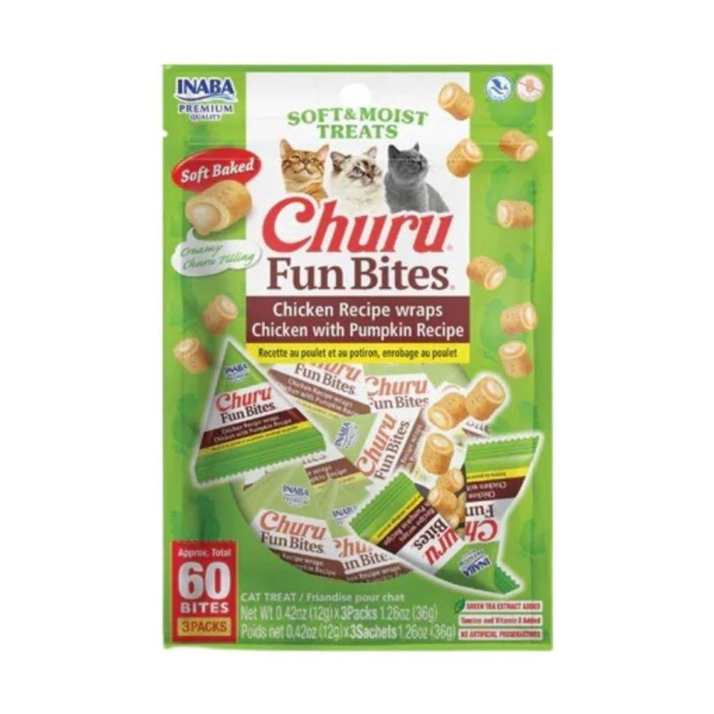 Inaba Churu Fun Bites Cat Treat - Chicken Recipe wraps Chicken with Pumpkin Recipe