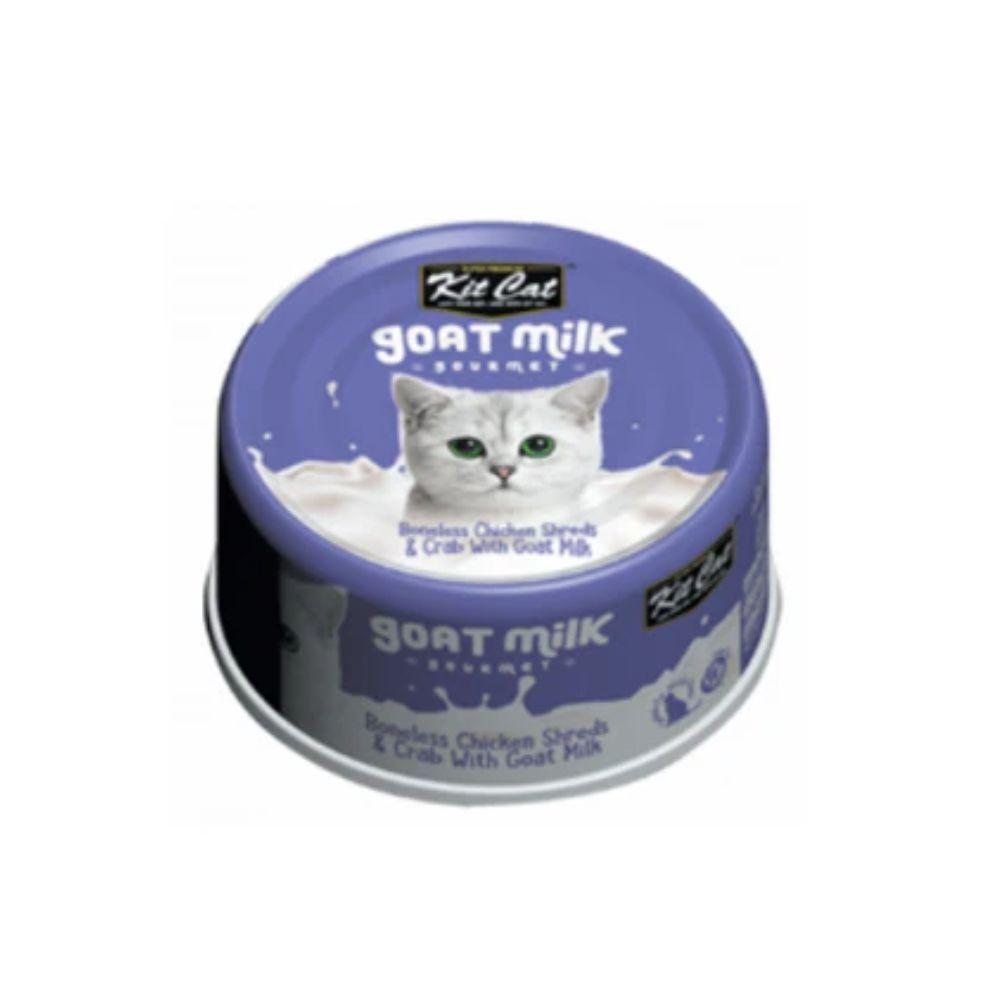 Kit Cat Goat Milk Wet Cat Food - Boneless Chicken Shreds & Crab