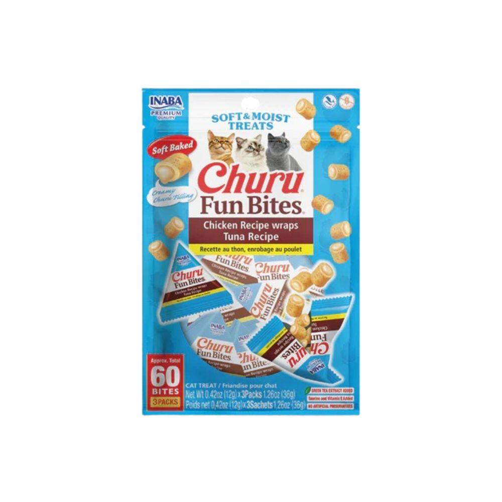 Inaba Churu Fun Bites Cat Treat - Chicken Recipe wraps Tuna Recipe